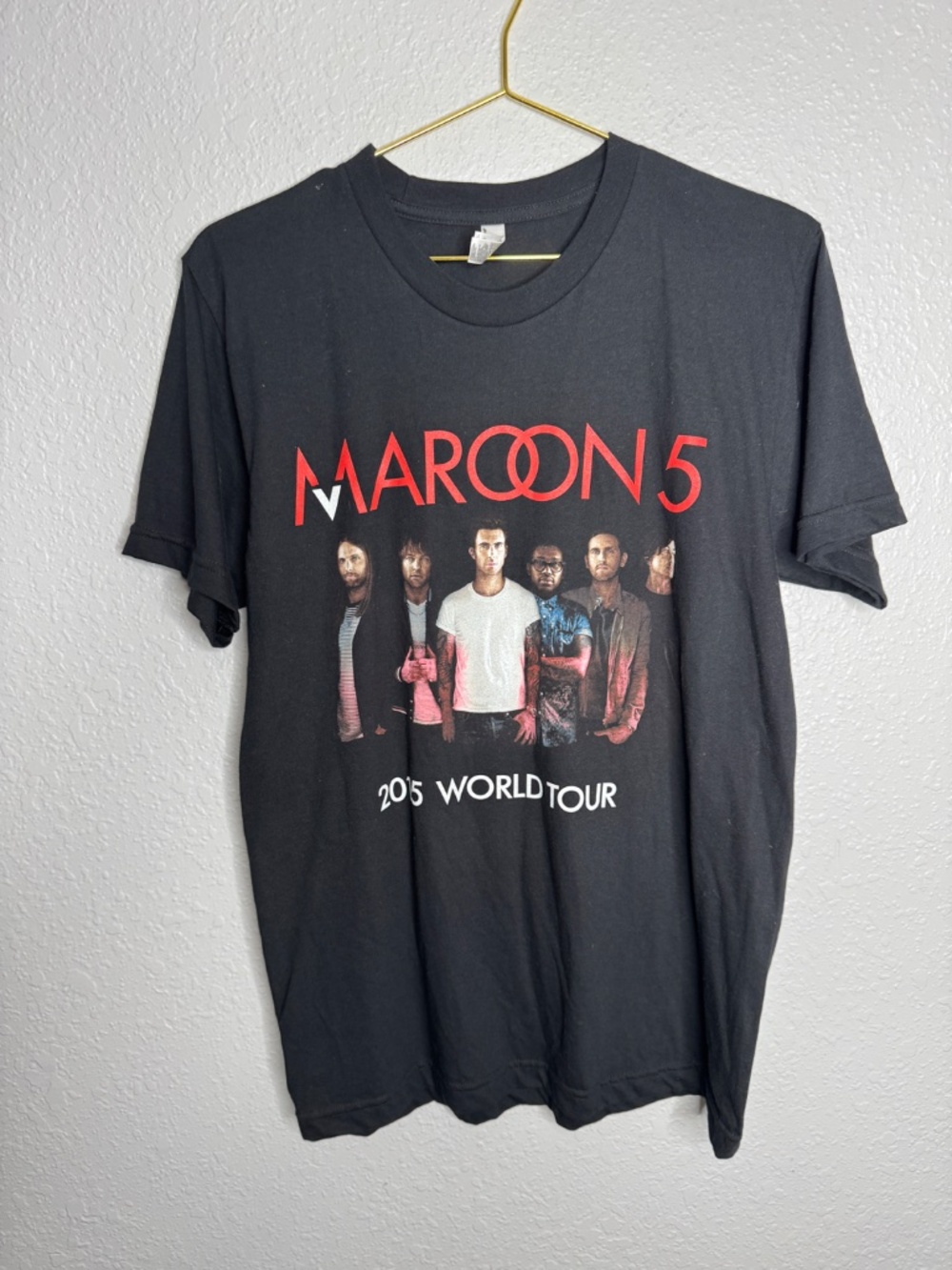 Maroon 5 2015‎ World Tour American Apparel Black  T-Shirt Size Medium - Picture 3 of 10